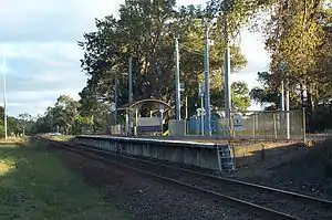 Baxter station viewed from a patch of grass near the station