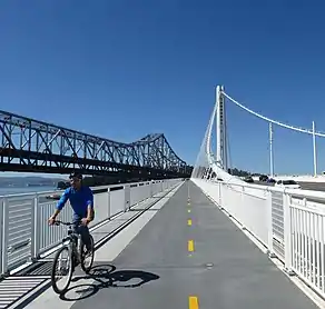 Bicyclist on the Bay Bridge Trail