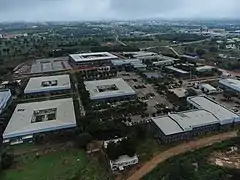 Aerial view of the Baze University campus grounds in Abuja Nigeria.