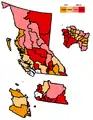 BC battleground map based on the predictions by Will McMartin on The Tyee.