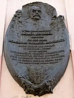 Commemorative plaque to J. Biziel at 3 Cieszkowskiego