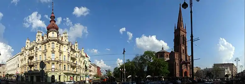 Panorama-Tenement from Gdańska street and Plac Wolności