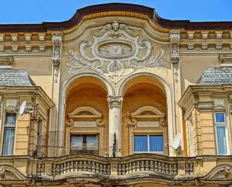 Detail of the top floor balcony