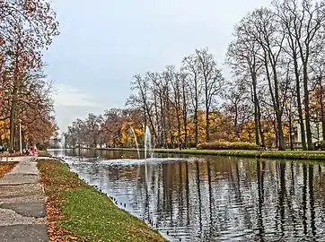 View of the main stream with fountain on