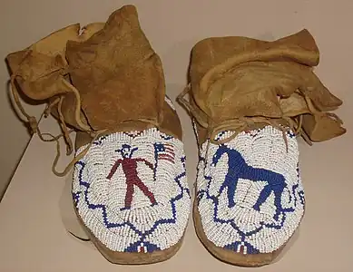 Shoshone beaded men's moccasins, circa 1900, Wyoming