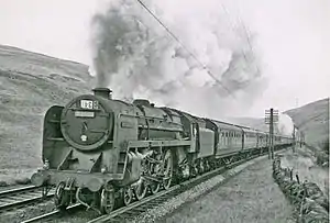 Liverpool and Manchester to Glasgow express nearing Beattock Summit  in 1957