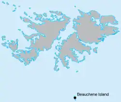 Beauchene Island located within the Falkland archipelago