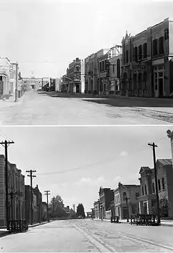 Top: Genesee Street looking toward the courthouse.Bottom: Genesee Street looking toward the Station.Shots used in the film Cimarron (1931).