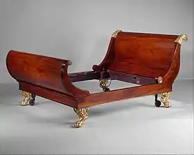 Bedstead (c. 1805/1808) by Charles-Honoré Lannuier, Classical galleries, Metropolitan Museum of Art, New York City.