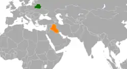 Map indicating locations of Belarus and Iraq