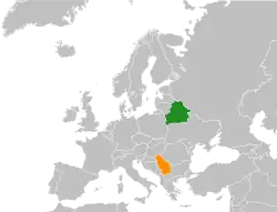 Map indicating locations of Belarus and Serbia