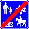 F101a: End of a road or part of a road reserved for pedestrians, cyclists horse riders and drivers of speed pedelecs