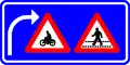 F50bis: Warning for cyclists and/or pedestrians when turning in