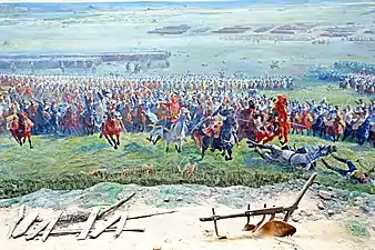 Painting detail: Marshal Ney of France leading a charge