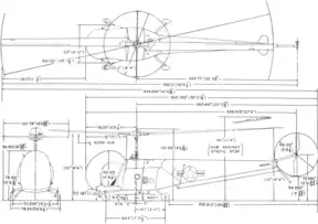 3-view line drawing of the Bell YR-13