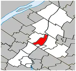 Location within La Vallée-du-Richelieu RCM.