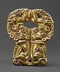 Belt buckle; 3rd-1st centuries BC; gold; height: 7.9 cm; Metropolitan Museum of Art