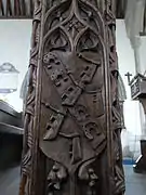 Heraldic bench ends, Bere Ferrers