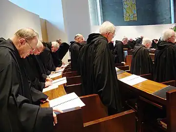 Benedictine monks singing Vespers on Holy Saturday