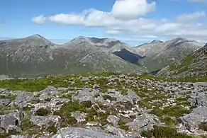 View of (l-to-r), Bengower, Benbreen, and Bencollaghduff from the summit of Derryclare