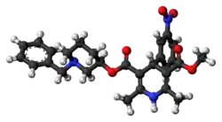 Ball-and-stick model of the benidipine molecule