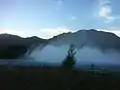 The Benmore Dam spillway in full force.