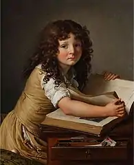 Benoît-Agnès Trioson regardant des figures dans un livre, 1797, Musée Girodet, Montargis