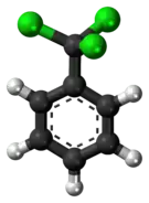 Ball-and-stick model of the benzotrichloride molecule