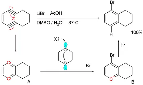 Bergman cyclization with capture by lithium bromide