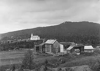 Historic photo of the church from a distance (c. 1895)