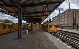 Two trains at Hönow, the eastern terminus of the U5