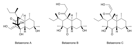 Molecular structures of betaenone A, B and C.