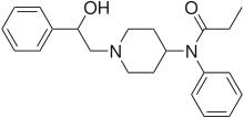 Chemical structure of betahydroxyfentanyl.