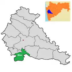 Location of Bhor  in Pune district in Maharashtra