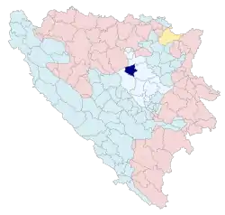 Location of Žepče within Bosnia and Herzegovina.