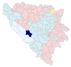 Location of the Municipality of Kupres within Bosnia and Herzegovina