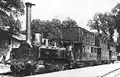 Early mallet locomotive and train in France, circa 1876