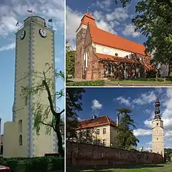 Town hall tower, church of St. Catherine, castle