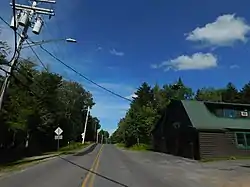 Herkimer County Route 1 southbound at the Big Moose fire station.