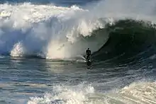 A big wave breaking in Santa Cruz