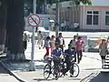 Bicycles with visible North Korean registration plates in Pyongyang, 2012