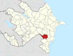 Map of Azerbaijan showing Bilasuvar District