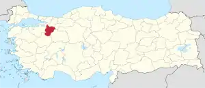 Location of the province within Turkey