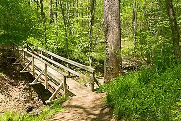 Bridge over stream. This is near the southernmost parking lot.