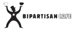 Graphic of a person holding cups in each hand, along with the text "Bipartisan Cafe"