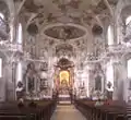 Interior view of the Wallfahrtskirche Birnau with the high altar