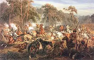 First Battle of Ignacewo of 1863 on a painting by Juliusz Kossak