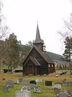 The historic Bjølstad Chapel sits on the grounds of the church