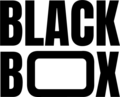 The letters BLACK and BOX in a bold compressed sans serif stacked on two lines. The O in BOX is wide and rectangular.