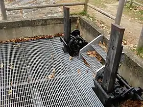 View of a control gate on the Blackstone Canal at the Blackstone River and Canal State Park in Uxbridge